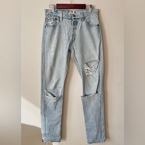 Levi’s RE/DONE Distressed Upcycled Light Blue Denim Jeans Size 25